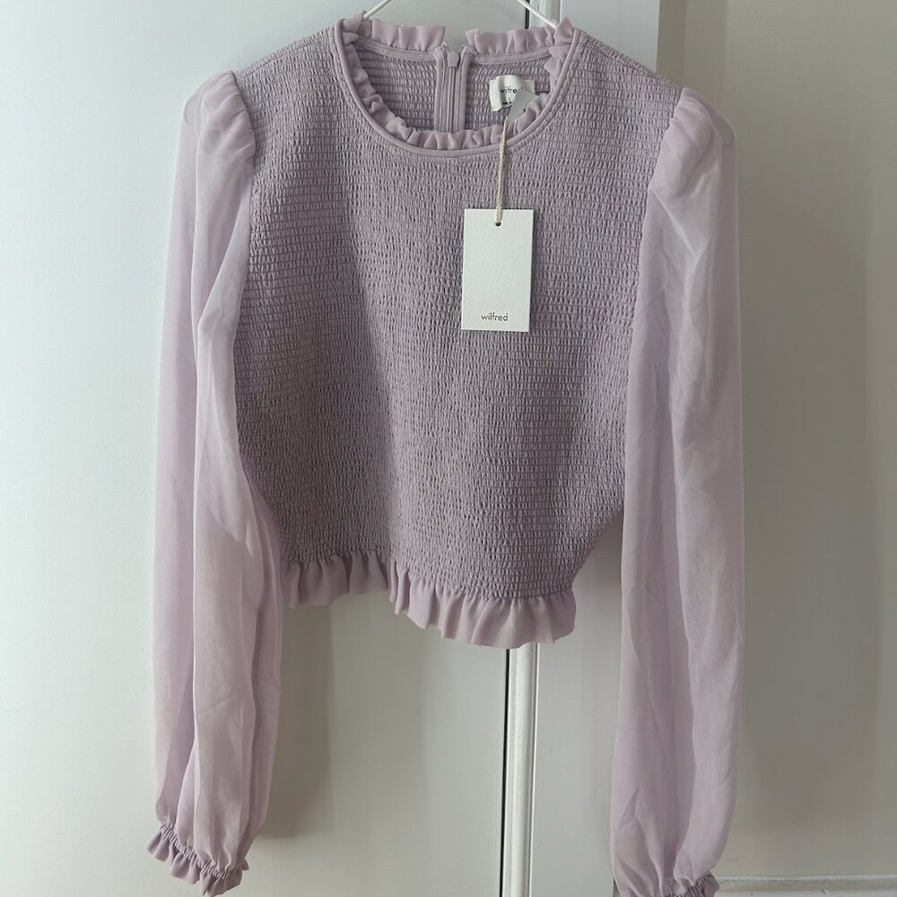 NWT Aritzia Wilfred Tempest Blouse Lilac Pink Size S